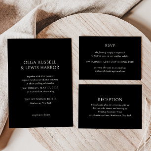Cartão De Informações Casamento Moderno Negro Simples