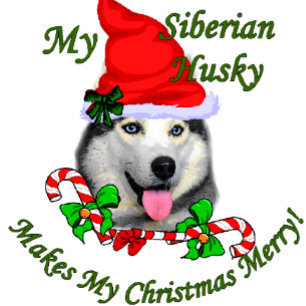 Cartão De Festividades Presentes de Natal Siberianos Husky