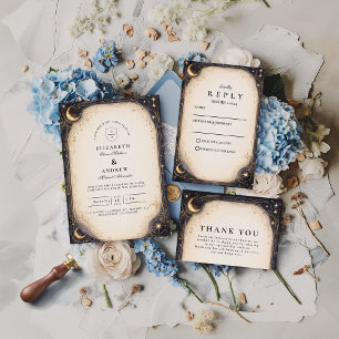 Cartão De Agradecimento Casamento Celestial Escuro