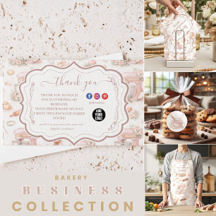 Cartão De Visita Negócios de Padaria e Patisseria Vintage Blush