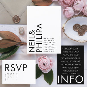 Convites Ultra Modern Bold NAMES Simple Wedding