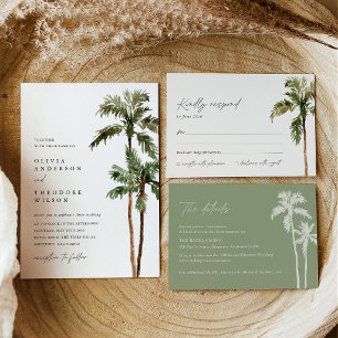 Convites Casamento Tropical de Destino sob Palmeira