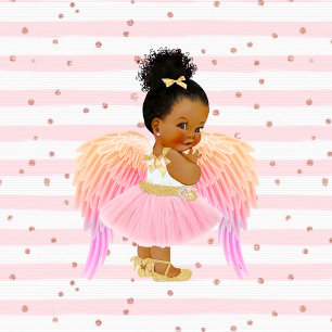 Convites Chá de fraldas Africano American Girl Ballerina