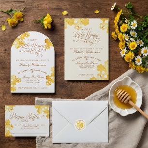 Convites Um Mel Doce No Caminho   Chá de fraldas de abelhas