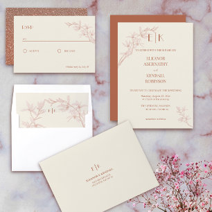 Convites Monograma De Flor De eterno Tudo Em Um Casamento I