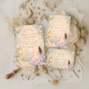 Cartão RSVP Jardim Encantado de Conto de Fadas Quinceañera