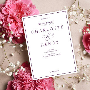 Convites Casamento Roxo Elegante De Script Callighraphy