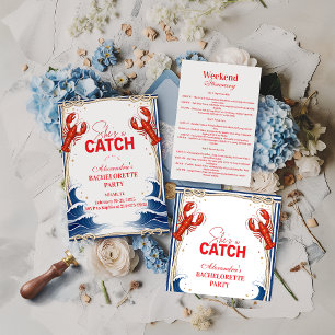 Adesivo Festa de Solteira de Lagosta Elegante à Beira-Mar