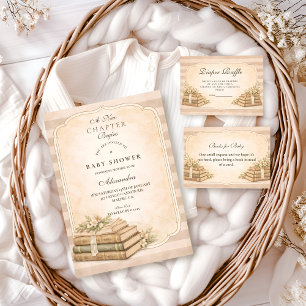 Convites Um Novo Capítulo Chá de Bebê Vintage Books