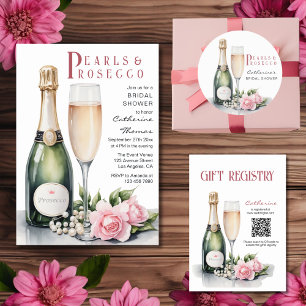 Adesivo Pérolas e Prosecco Floral Elegante Chá de Bebê de 