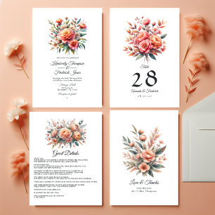 Convites Peach Fuzz Floral Wedding