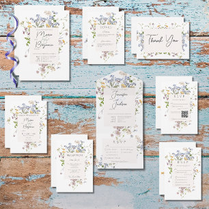 Cartão De Agradecimento Casamento Branco de Delicate Boho Wildflower