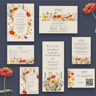 Cartão De Informações Código QR do Site de Casamento Floral Rustic Wildf