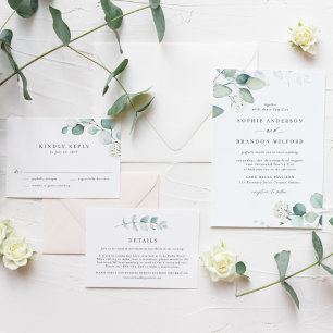 Convites Boho Watercolor Eucalyptus Deixa Casamento Verde