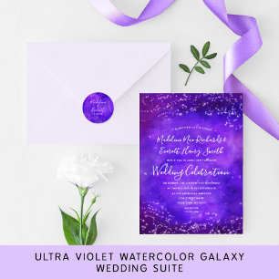 Convite para Casamento de Aquarela de Starry Night