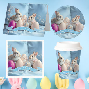 Convite de Páscoa Dois Coelhos & Ovos de Páscoa