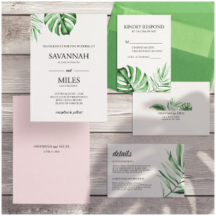 Convite para Casamento de Folha Verde Tropical