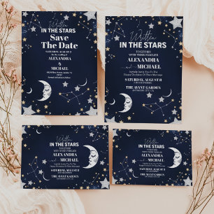 Cartão De Agradecimento Foto Elegante Celestial Crescent Moon Wedding