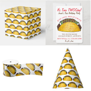 Convites Taco TWOSday Terça-feira Festa do segundo aniversá