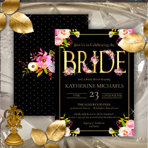 Convite Com Dobra Tripla Casamento Brilhante Blooms Watercolor