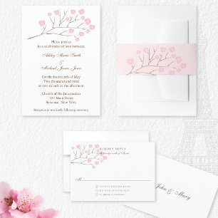 Convites Cherry Blossoms em Casamento Rosa