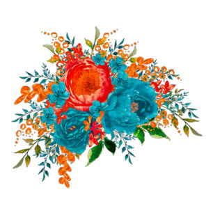 Convites Teal Red Orange Botanical Floral Chá de casamento