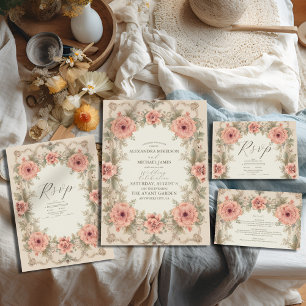 Cartão De Informações Flora Vintage Art Nouveau Wedding