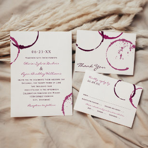 Cartão De Agradecimento Rustic Burgundy Wine Stain Wedding