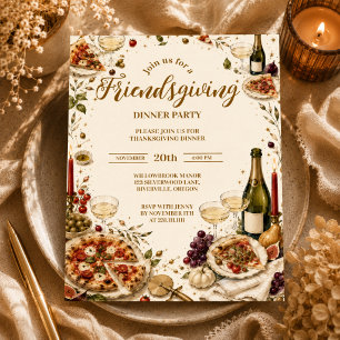 Convites Chic Pizza & Prosecco Friendsgiving