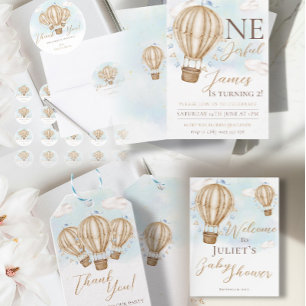 Adesivo Balões de ar quente nuvens de bandeiras azuis obri