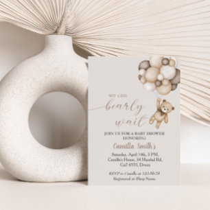 Convites Urso Bonito Com Chá de fraldas De Balões