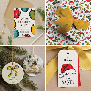 Papel De Presente Desenhos de Natal Desenhados Coloridos à Mão