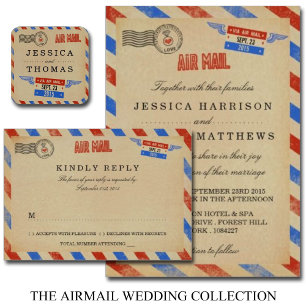 Convites Coleção de Casamentos do Vintage Airmail