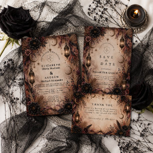 Convites Casamento Elegante Boho Góthico