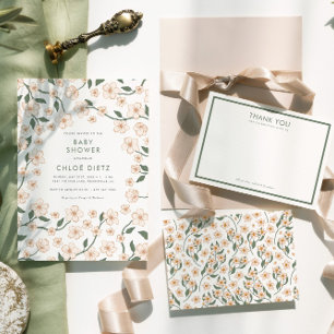 Convites Chá de fraldas Floral Boho Vintage