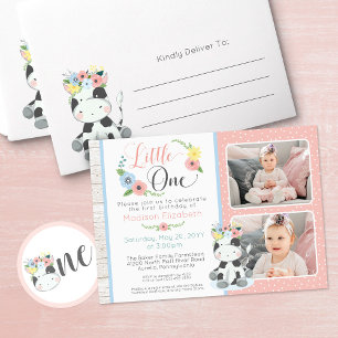 Adesivo Bebê Vaca Floral Número Um Festas De primeiro aniv