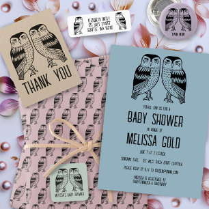 Cartão Postal De Convite Cabras Gêmeas Fofas Simples E Fofo CHÁ DE FRALDAS 