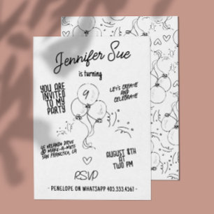 Convites Aniversário do Balão Moderno de Nomes Retroativos