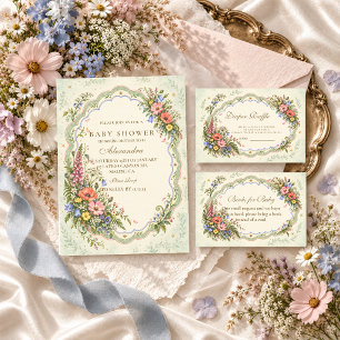 Convites Chá de Bebê de Flor Silvestre Vintage