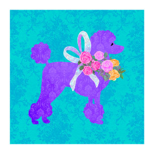 Convites Amostra de Aniversário de Raparigas de Poodle Roxo