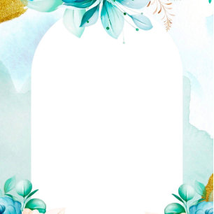 Convites Casais Florais de Cor Azul Teal Chá