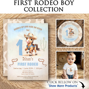 Adesivo Primeiro primeiro aniversario Rodeo Western Cowboy