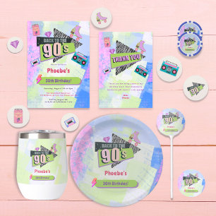 Convites Nostalgic Back to the 90s Retro Festa de aniversár