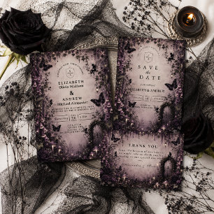 Convites Casamento de Fadas Góticas de Fantasia Sombria