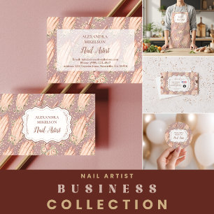 Cartão De Agradecimento Negócio de Técnica em Unhas Florais Coradas