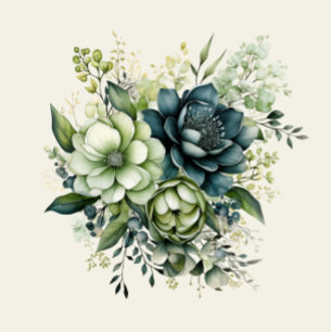 RSVP personalizável das flores verdes azuis