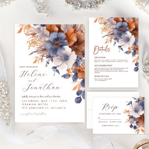 Reserve A Data Casamento De Ferrugem Azul Com Derrame Floral, De 