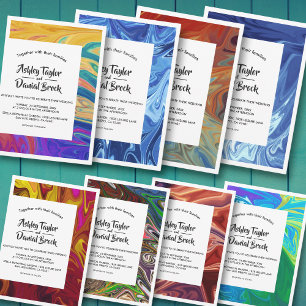 Convites Casamento de pintura de óleo de onda Abstrato míni