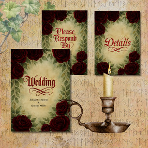 Convites Casamento de Rosa de Vintage medieval gótica