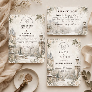 Cartão RSVP Casamento de Inverno Elegante Atemporal